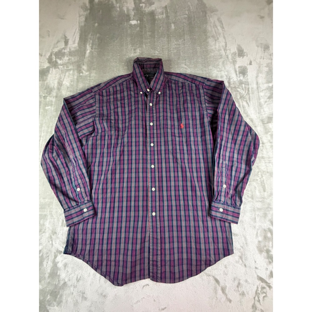 Ralph Lauren Button Down Shirt Mens Medium Multicolor Blaire Plaid Long Sleeve
